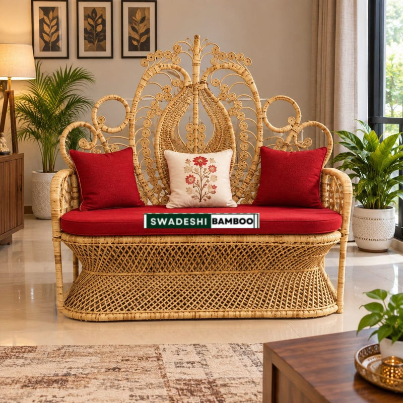 Bamboo Peacock Divan Bed 3 Seater for Living Room, Garden and Office