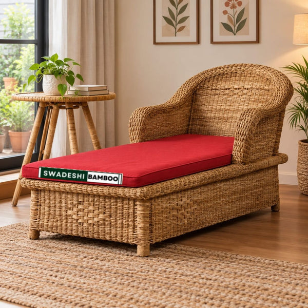 Modern Woven Cane Lounger Chair