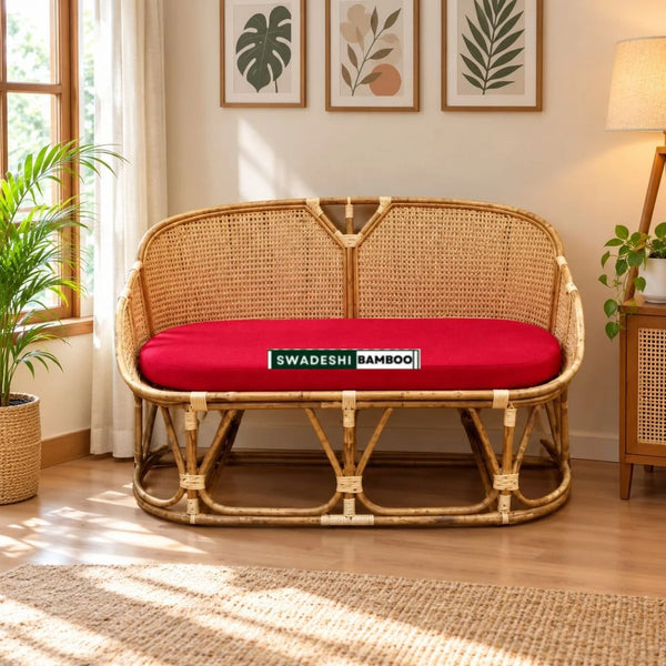 Bamboo Cane Webbing Two Seater Sofa