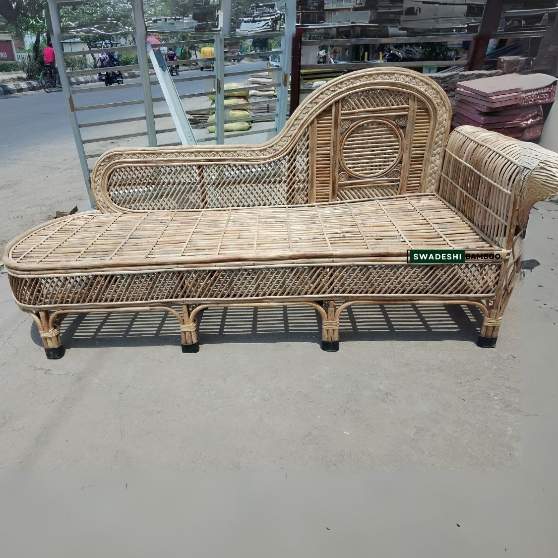 Cane Diwan Settee, Sofa Couch with cushion 