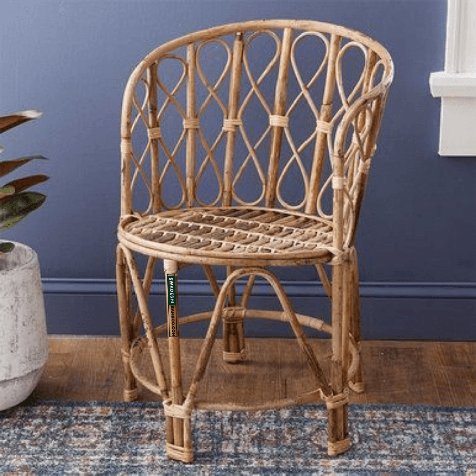 Swadeshi Bamboo Cane Rattan Arm Backmuda Chair for Home, Office, Restaurant, Hotel, Garden & Balcony (Set of 4 chair with table) - swadeshibamboo