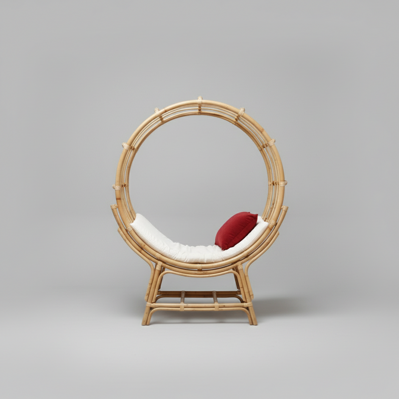 Round Native Chair Bamboo Cane Round Chair With Lunar Design for Indoor and Outdoor ...