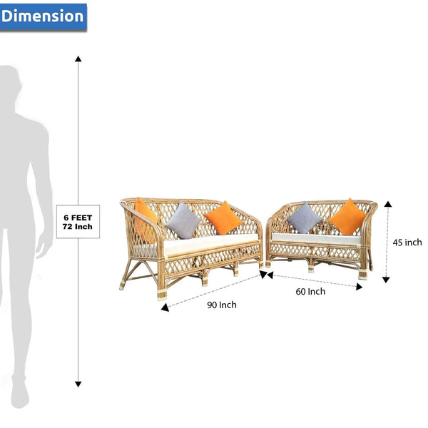 5 Seater Sofa Set Includes Cushions and a Table - swadeshibamboo