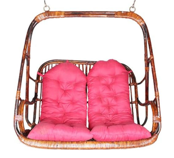 Double Seater Swing I Hanging Jhula for couple I Bamboo Cane Swing for Cozy Outdoor Relaxation I jhula for your home and garden I Couple Swing Chair