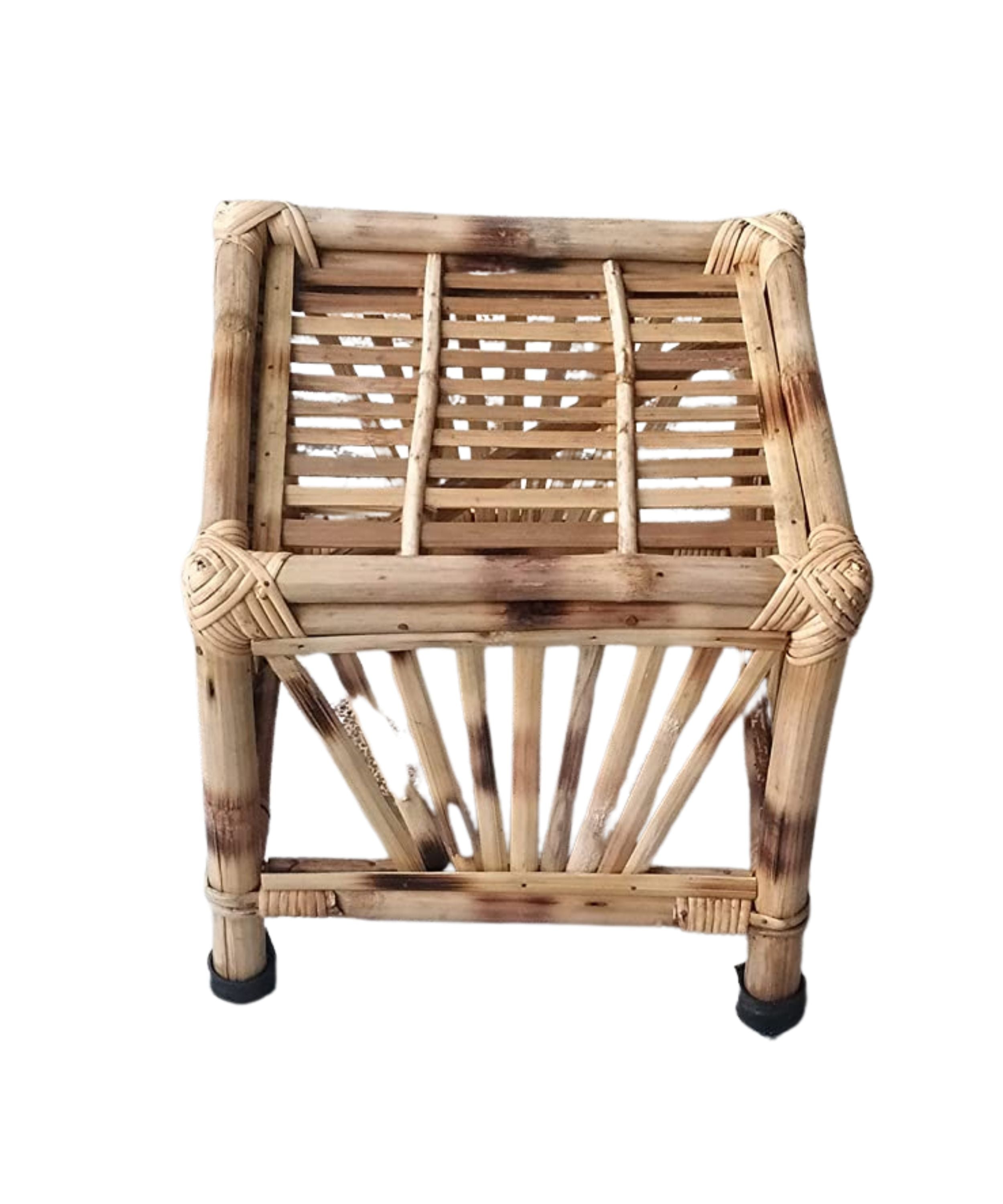 Bamboo stool Square shaped Multi Purpose Brown Bamboo Bed Side Table