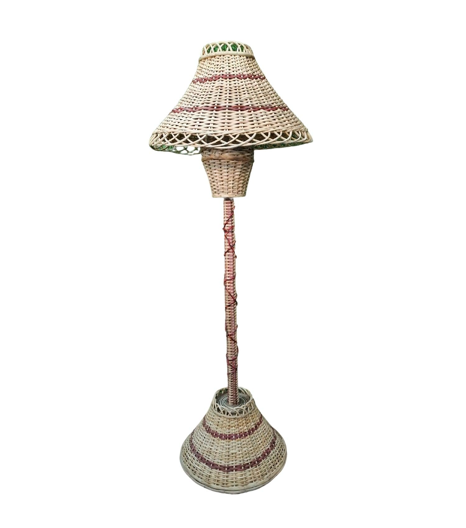 Handwoven Bamboo cane Floor Standing corner Lamp - swadeshibamboo