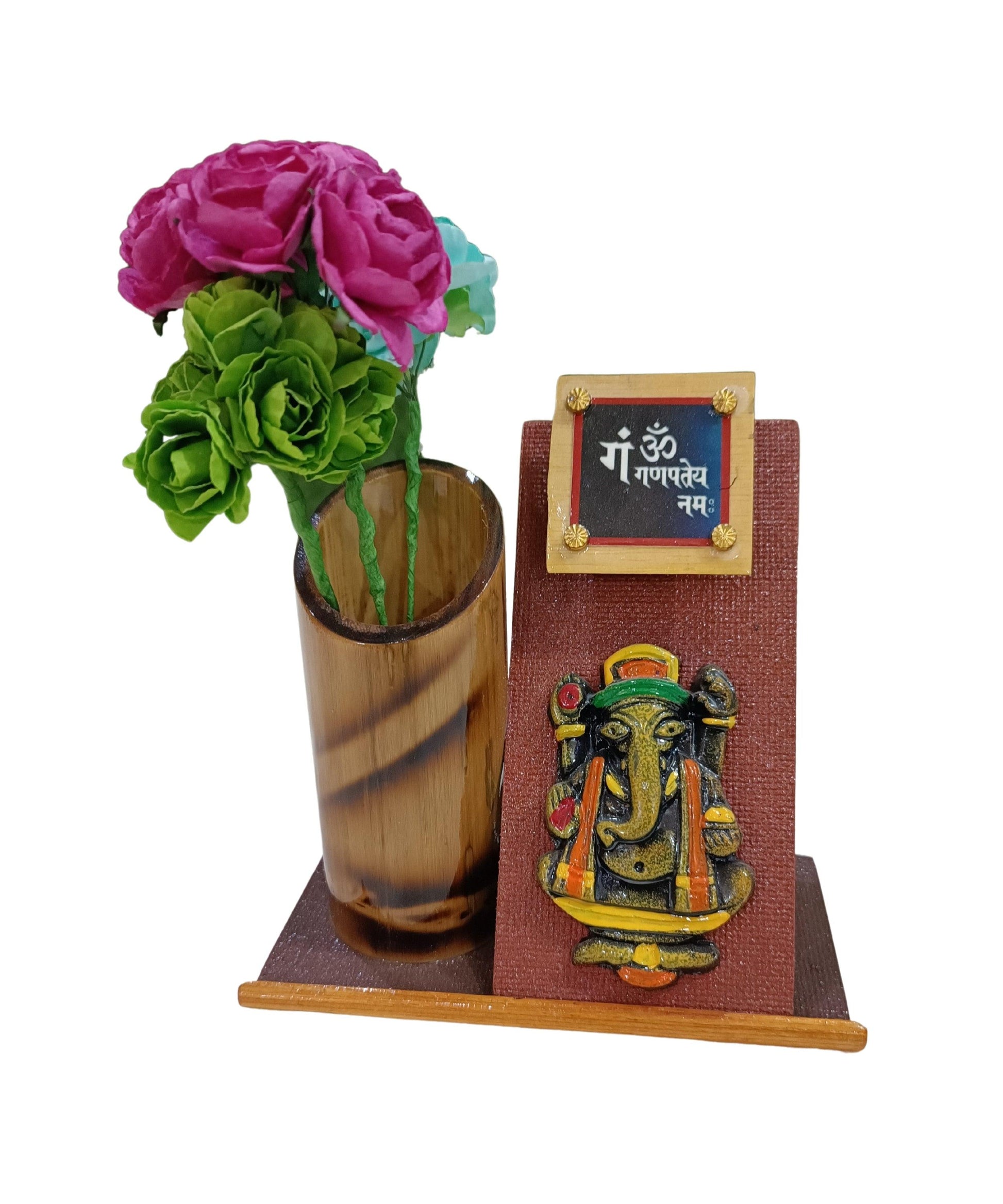 Ganesh flower stand Bamboo pen Holder for gifting - swadeshibamboo