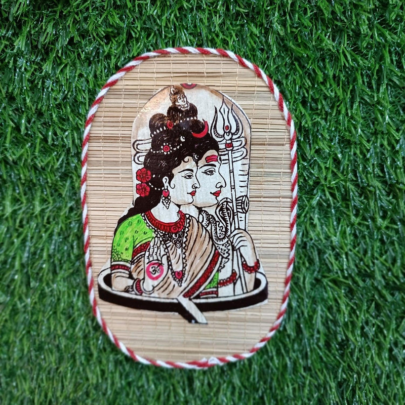 Handcrafted Bamboo Mat Wall Art -Shiv Parvati Design