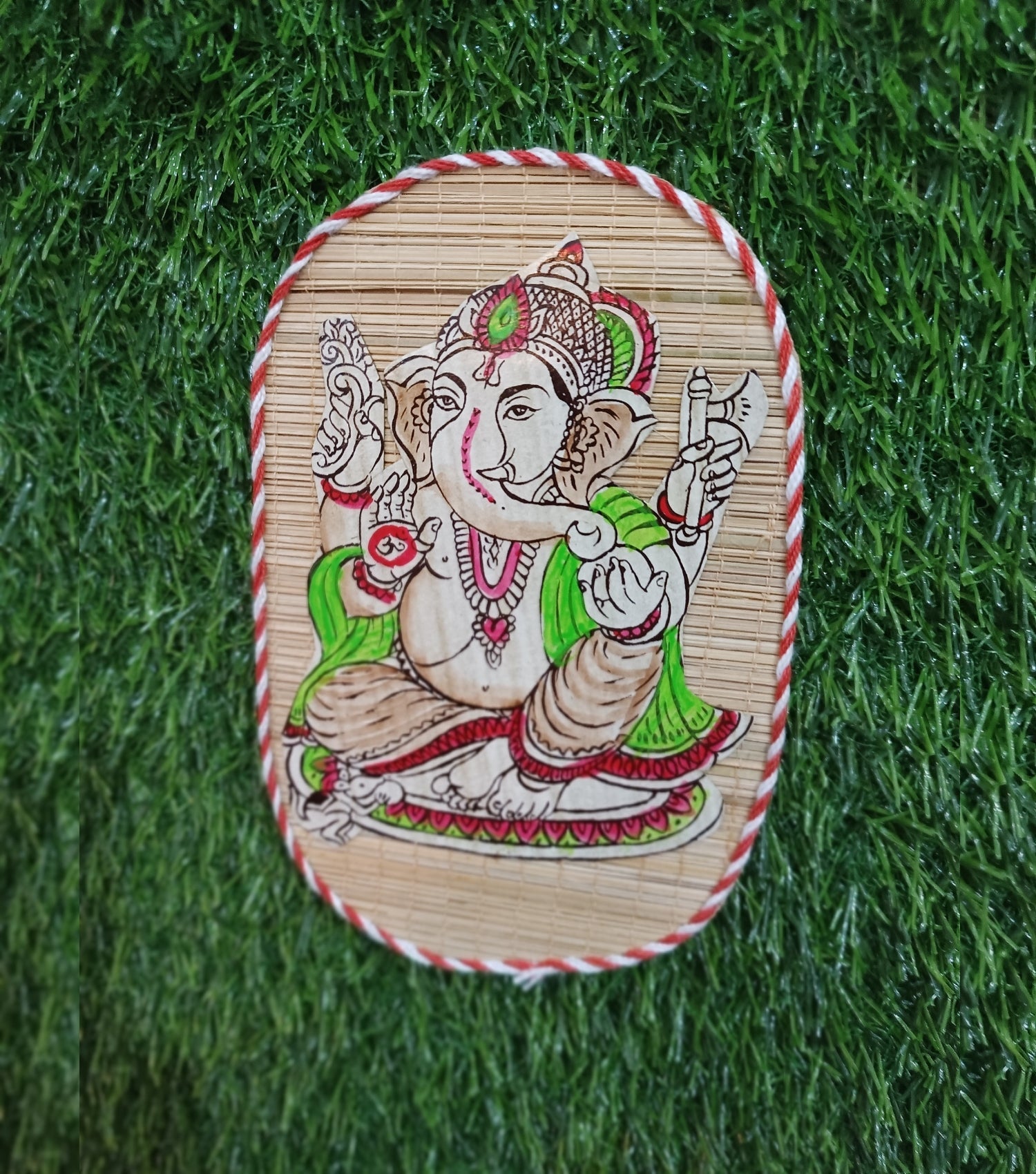 Handicrafted Bamboo Mat Wall Décor 7.5*4.5" (Ganesh)