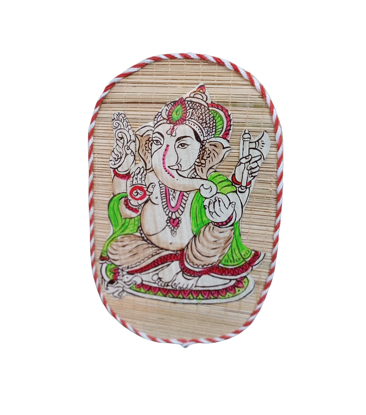 Handicrafted Bamboo Mat Wall Décor 7.5*4.5" (Ganesh)